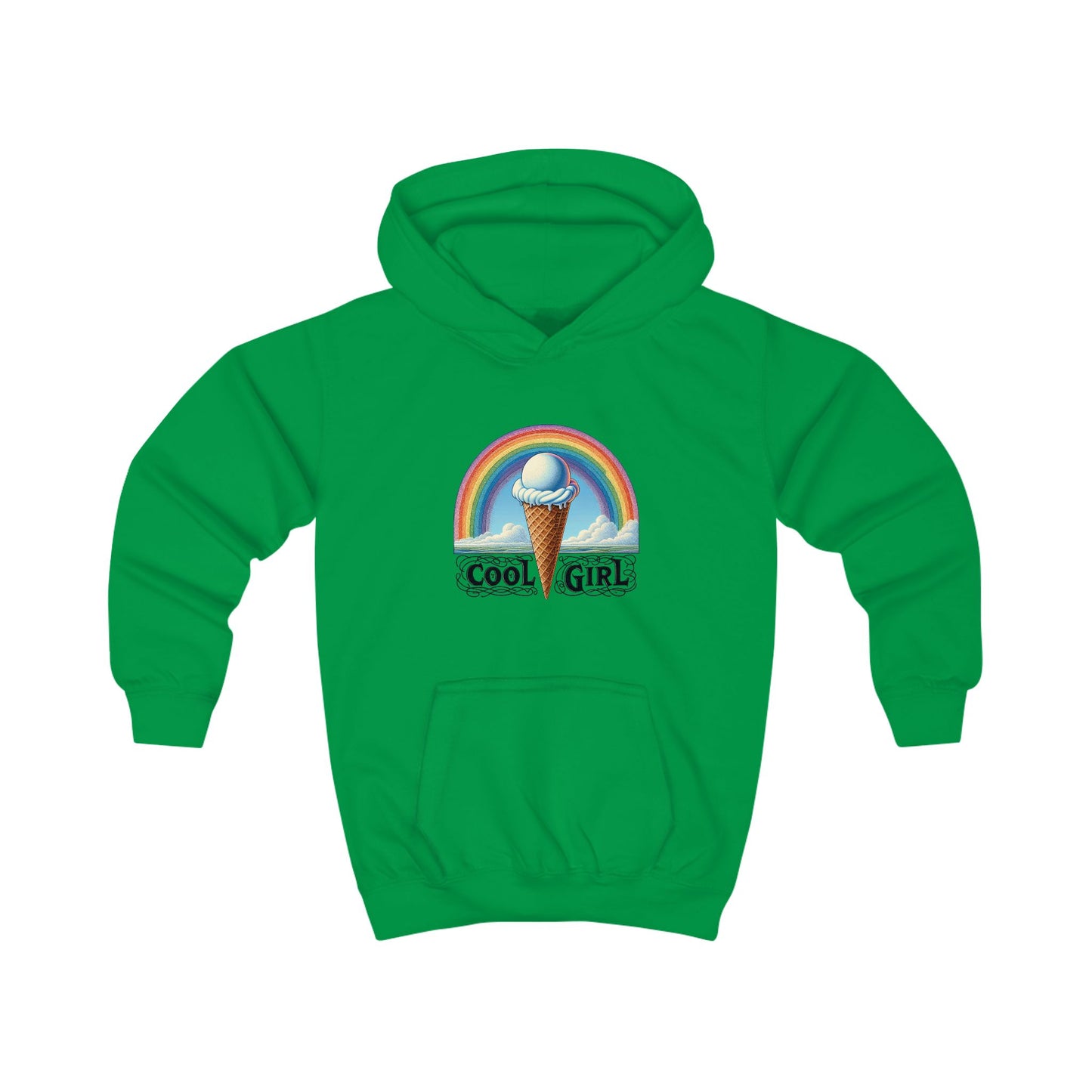Cool Girl Rainbow Ice Cream Kids Hoodie