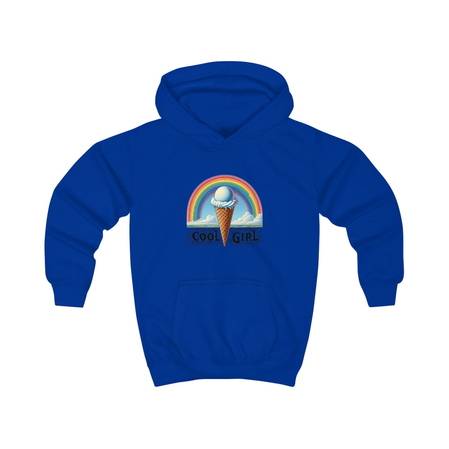 Cool Girl Rainbow Ice Cream Kids Hoodie