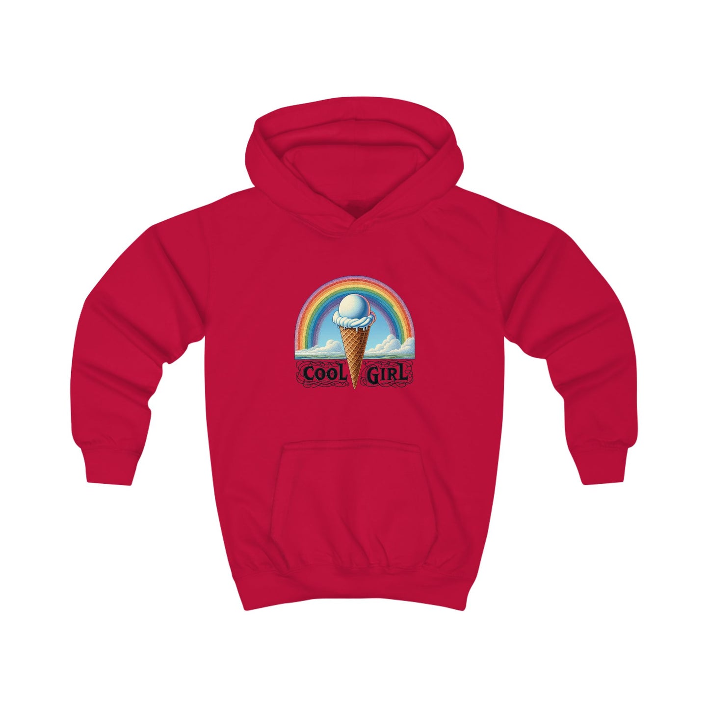 Cool Girl Rainbow Ice Cream Kids Hoodie