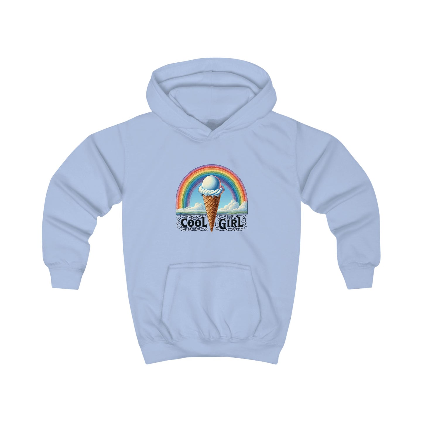 Cool Girl Rainbow Ice Cream Kids Hoodie