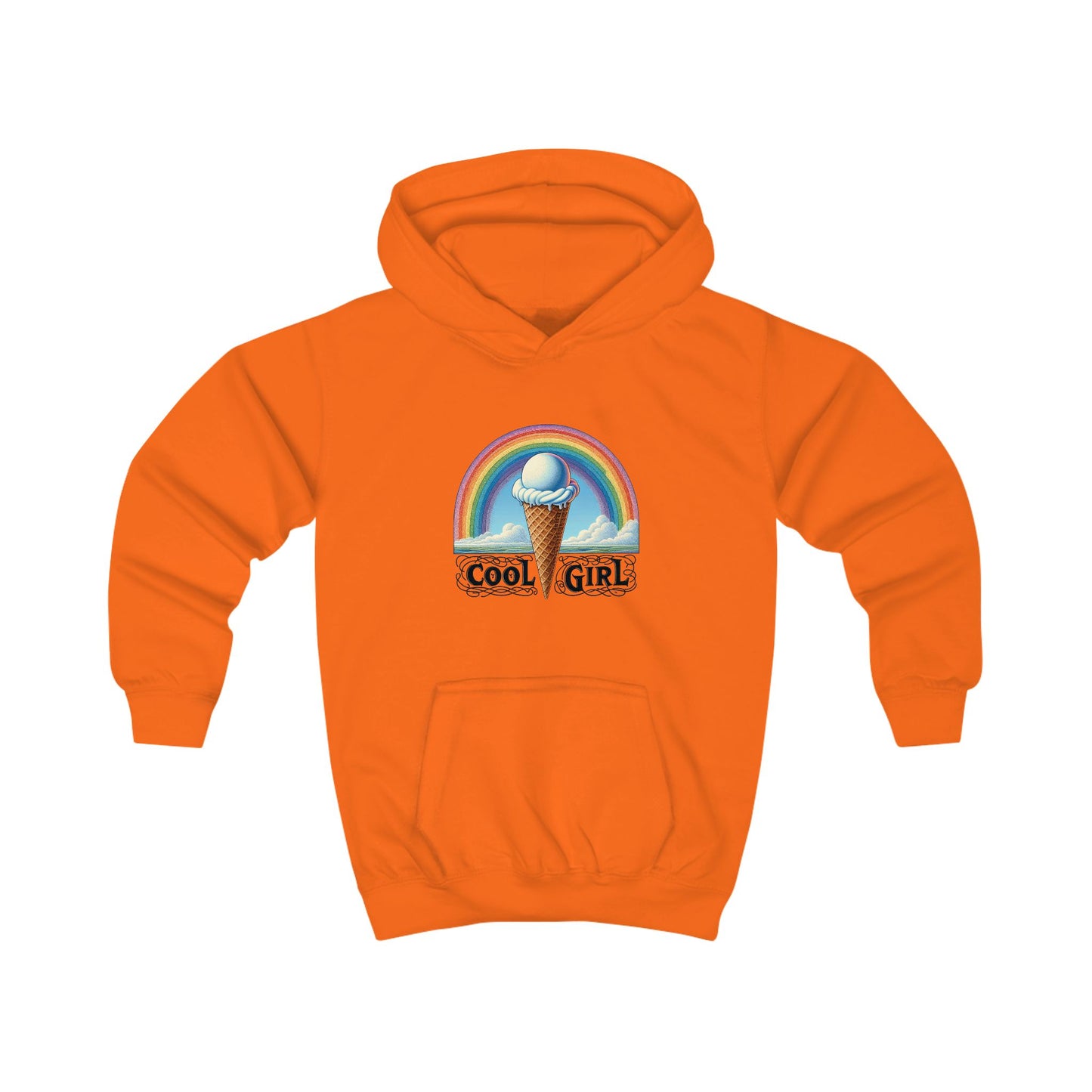 Cool Girl Rainbow Ice Cream Kids Hoodie