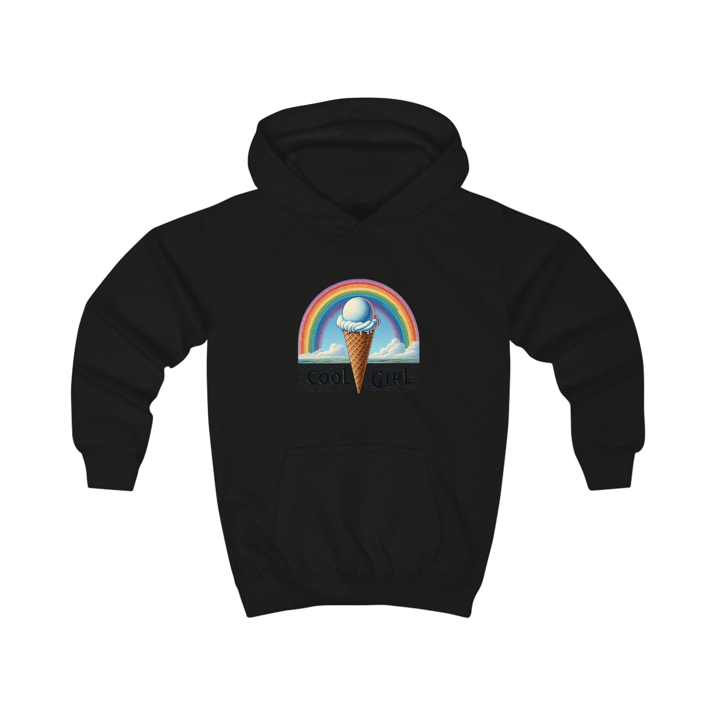 Cool Girl Rainbow Ice Cream Kids Hoodie