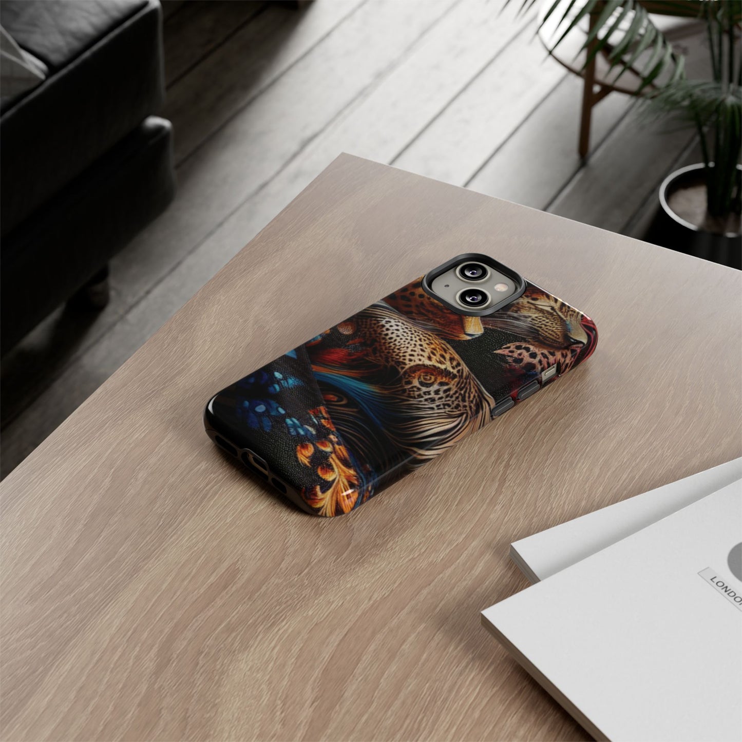 Stylish Tough Phone Case with Elegant Black and Gold Design