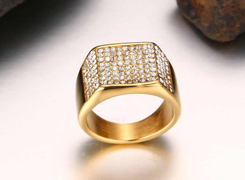 Men's Titanium Steel Zircon Ring