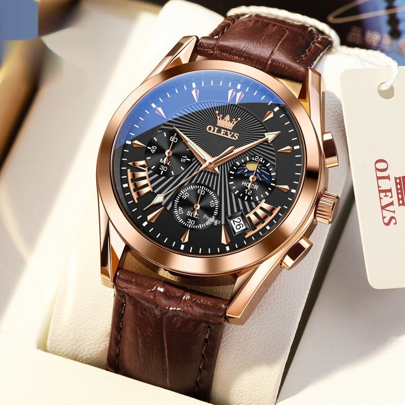 Men's Multifunction Quartz Timing With Calendar Watch