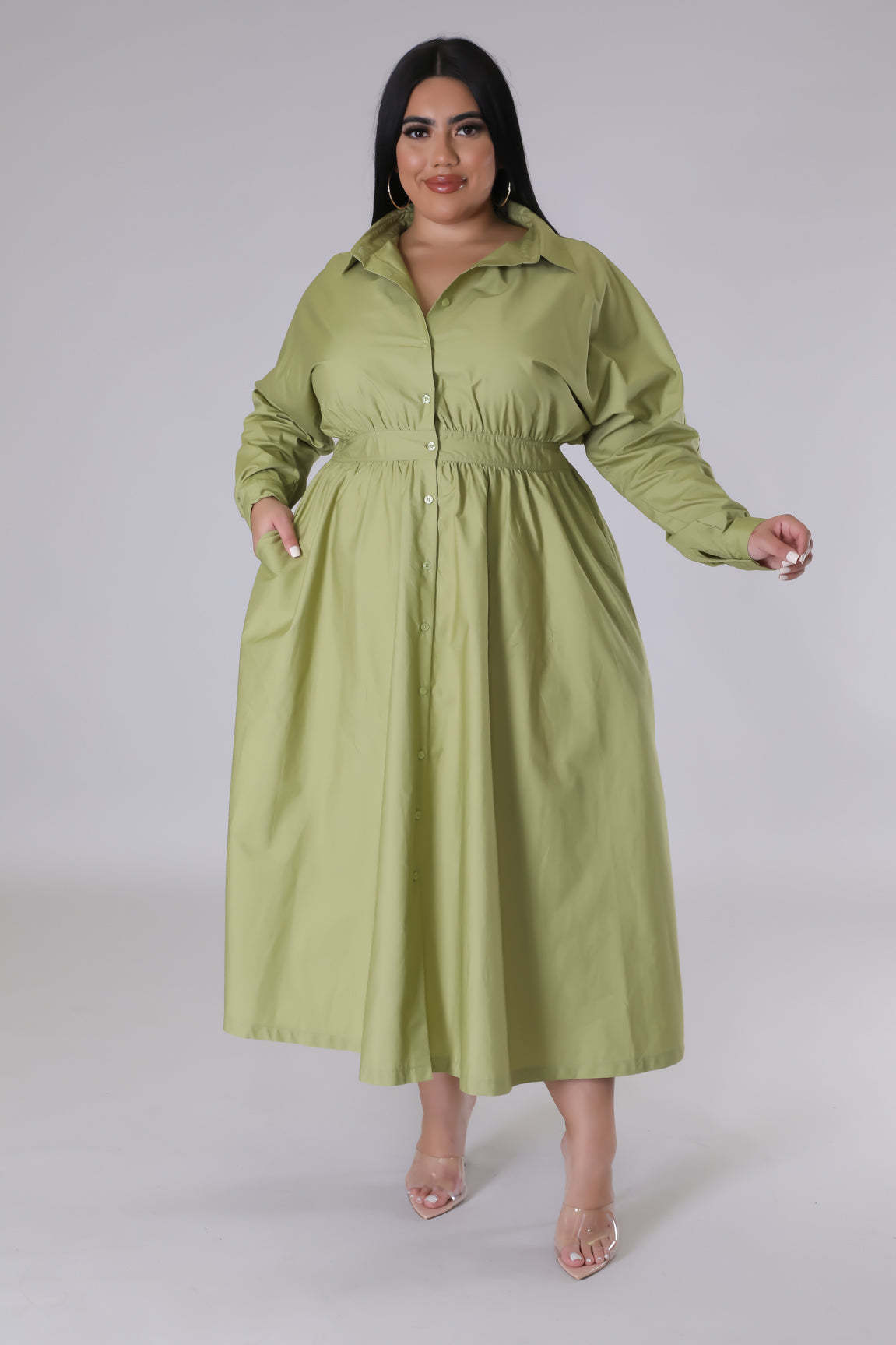 Fashion Plus Size Women's dress long V-neck