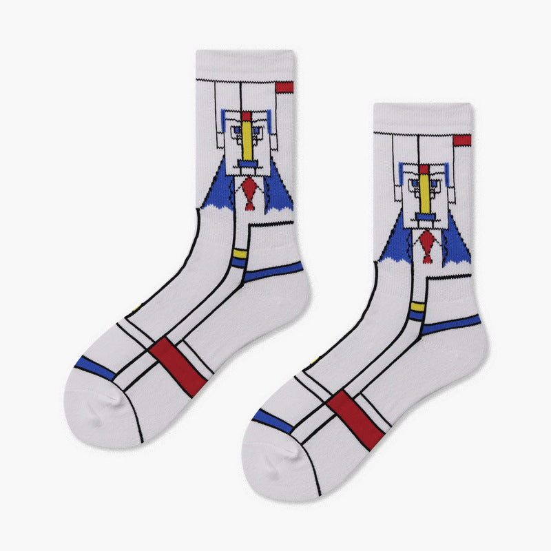 Men's Creative And Minimalist Printed Casual Breathable Mid Length Socks