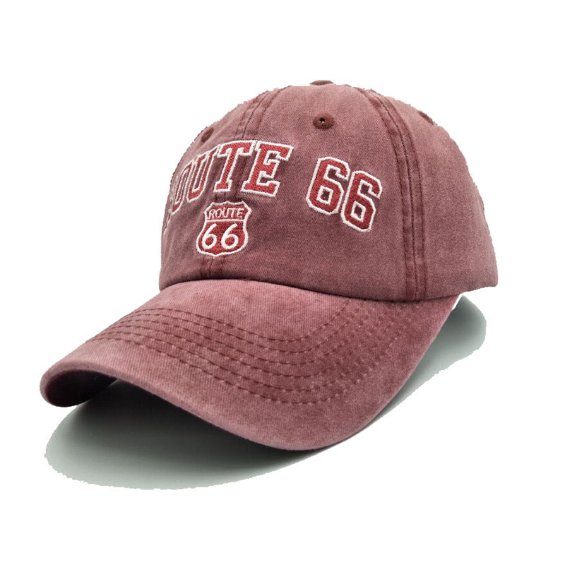 Embroidered "Route 66" Baseball Cap For Men