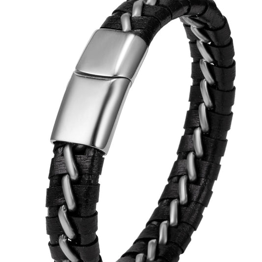 Woven Faux Leather Bracelet For Men