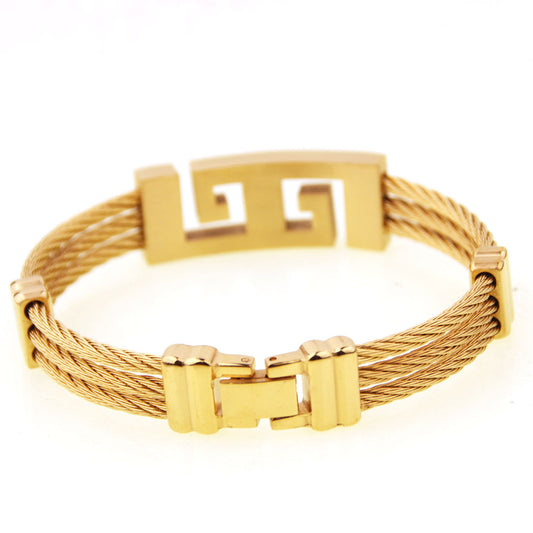 Three-ring Wire Braided Hemp Rope Bracelet For Men