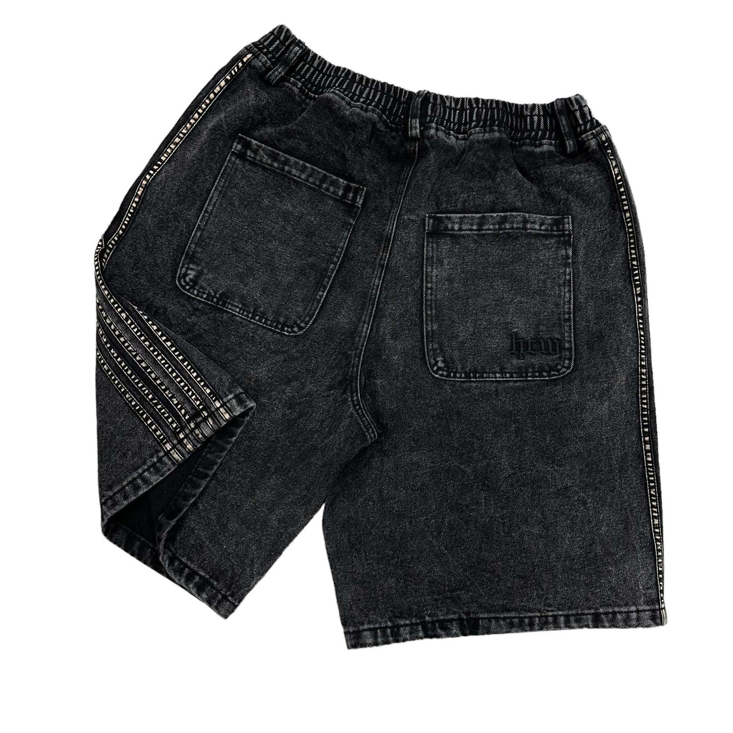 Hip Hop Striped Embroidery Baggy Denim Shorts
