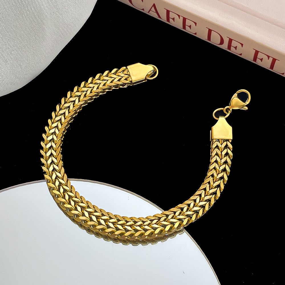Men's Gold Thick High-grade Titanium Steel Bracelet