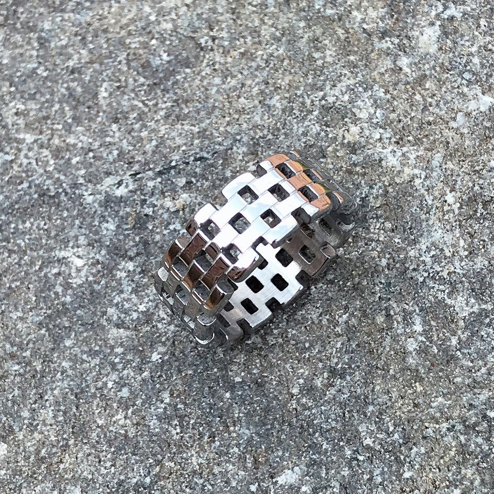 Men's Titanium Steel Hollow Chain Stainless Steel Ring