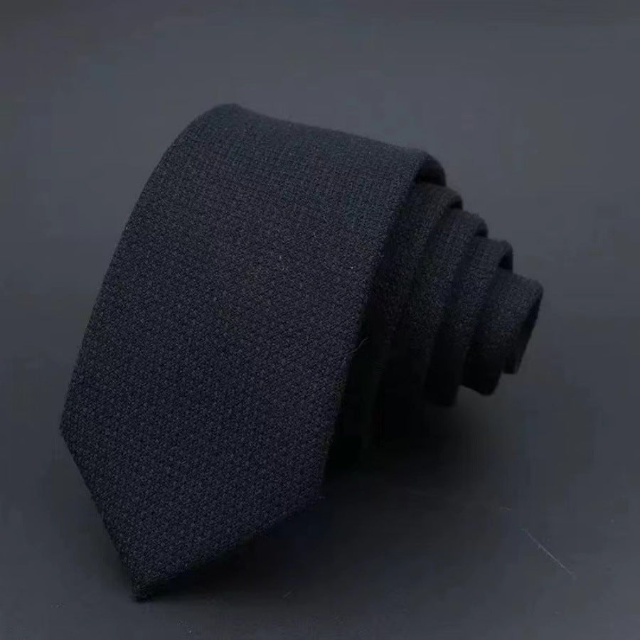 Men's Thickened Sanded Fabric Striped Solid Color Cotton Tie