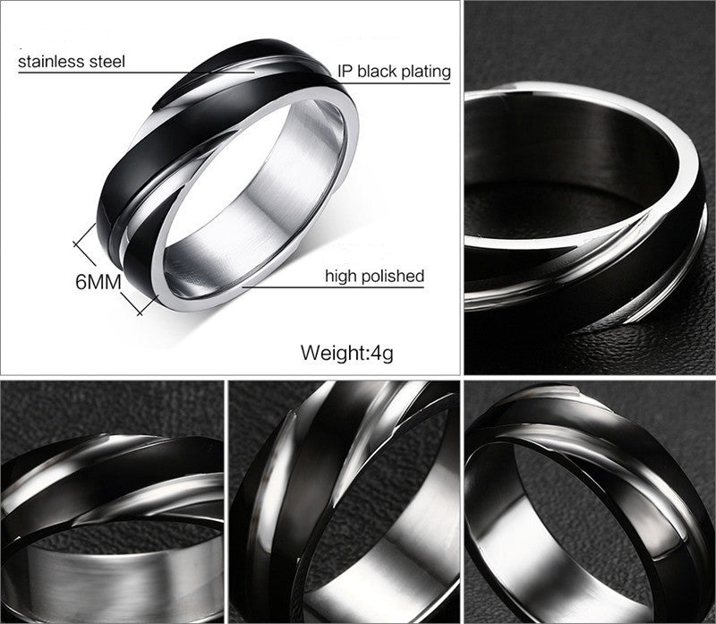 Men's Black Titanium Steel Twill Ring