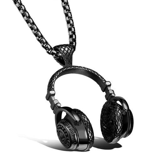 Titanium Music Headset Pendant And Necklace for Men