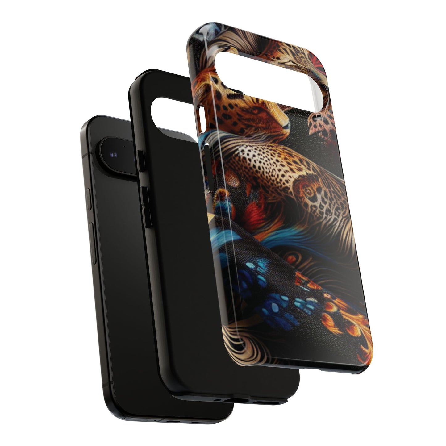 Stylish Tough Phone Case with Elegant Black and Gold Design