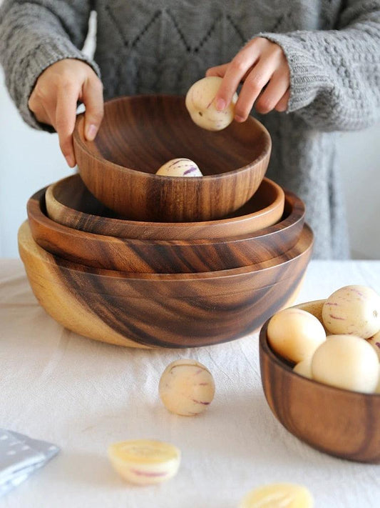 Natural Wooden Bowls For Kitchen by GJG Denim