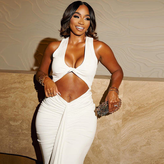 Hollow-out Camisole Ribbon Dress