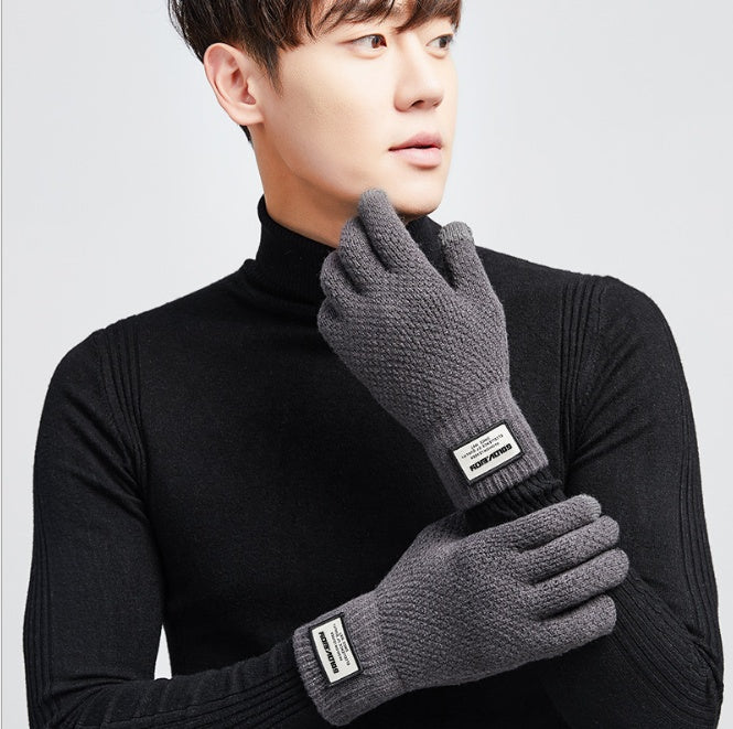 Men's Fall and Winter Knitted Yarn Gloves