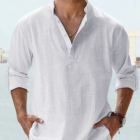 Men's Casual Cotton Linen Loose Shirts
