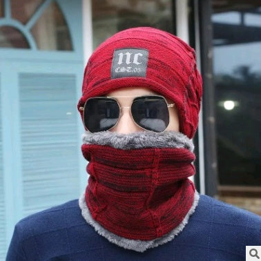 Men's Knitted Beanie and Neck Warmer Set