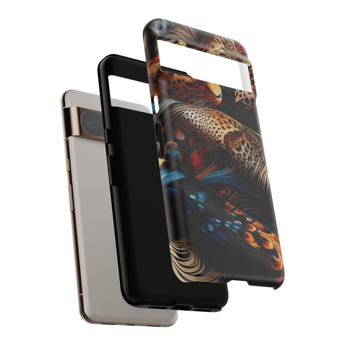 Stylish Tough Phone Case with Elegant Black and Gold Design