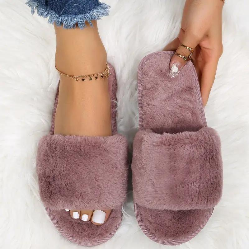 Women's Indoor Plush Flat Slippers by GJG Denim