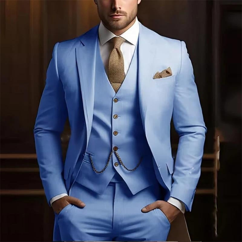Men's High-grade Gentleman Temperament Slim Three-piece Suit