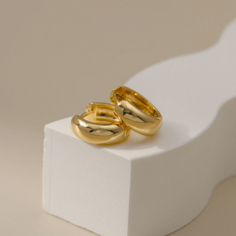 Women's Versatile And Simple Plain Hoop Earrings