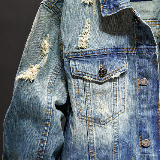Men's Washed Denim Jacket Outerwear