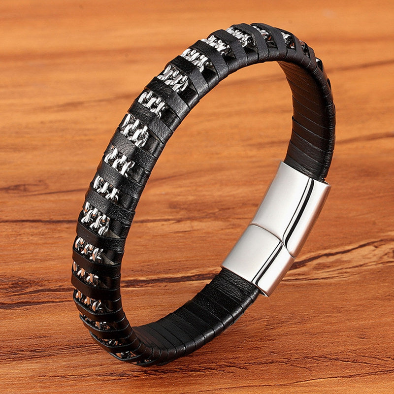 Men's Stainless Steel Multi-leather Rope Bracelets