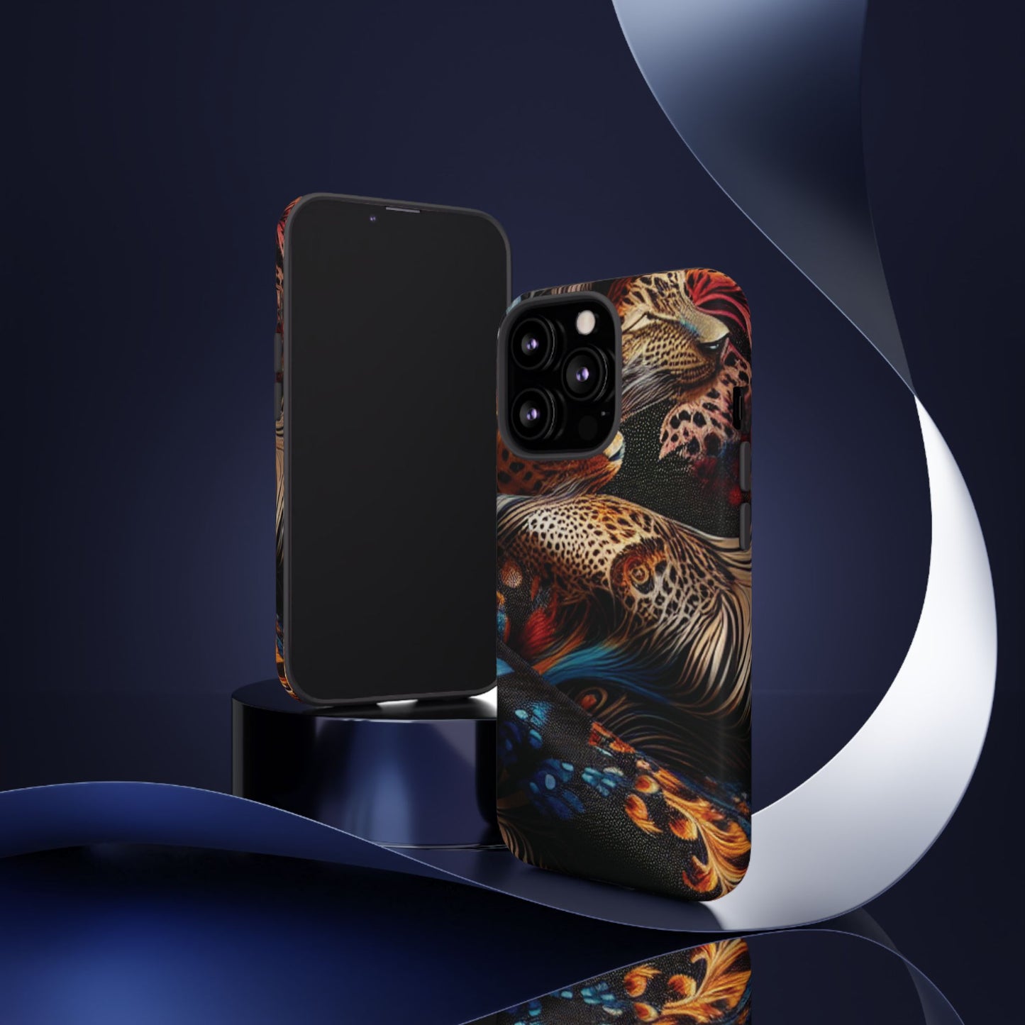 Stylish Tough Phone Case with Elegant Black and Gold Design