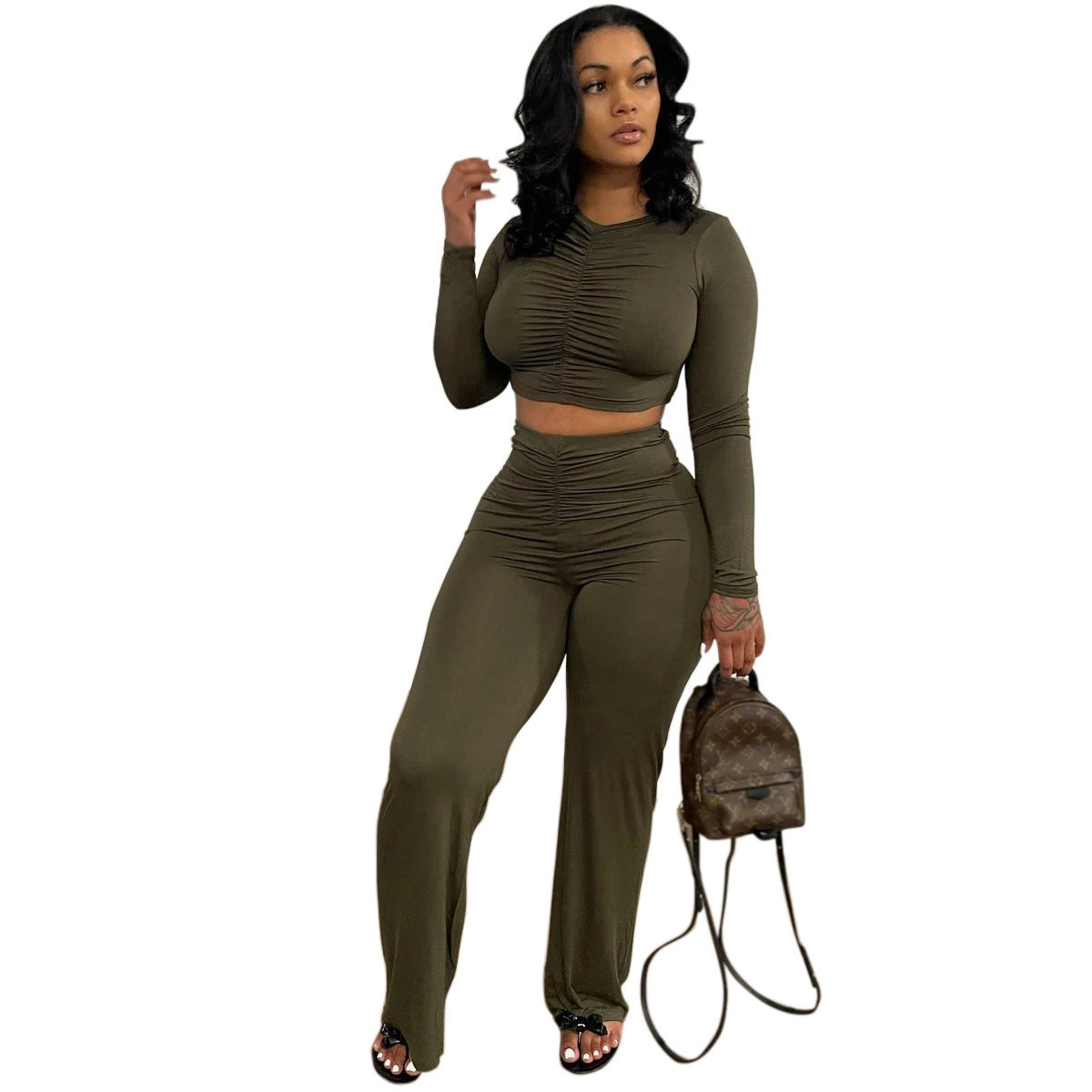 Long Sleeve Top Straight Leg Set