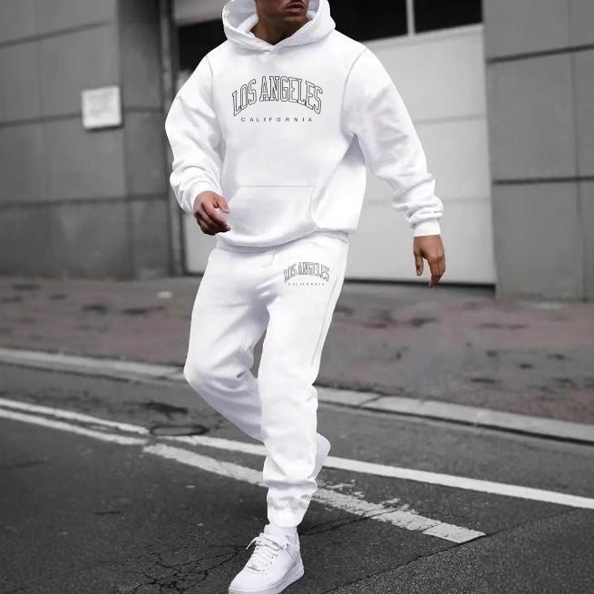 Men's Fleece-lined Letter Print Suit