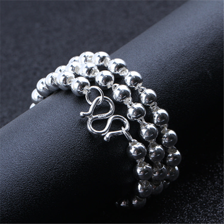 Men's Round Beads Silver Necklace