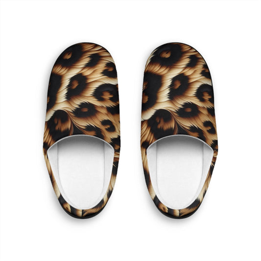 Chic Leopard Print Women's Indoor Slippers | Cozy Footwear, Home Relaxation, Gift for Her, Trendy House Slippers, Animal Print Decor by Printify