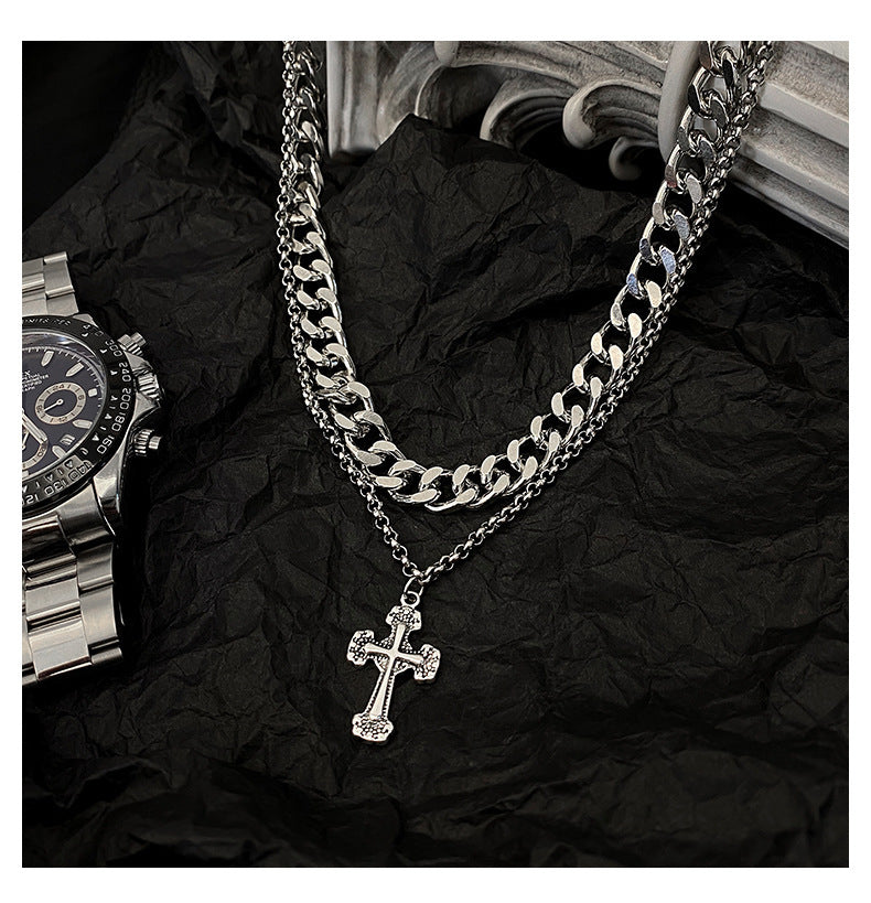 Retro Cross Titanium Steel Necklaces For Men