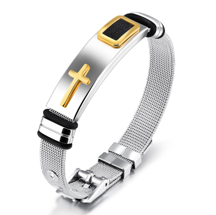 Cross Stainless Steel Bracelet For Men