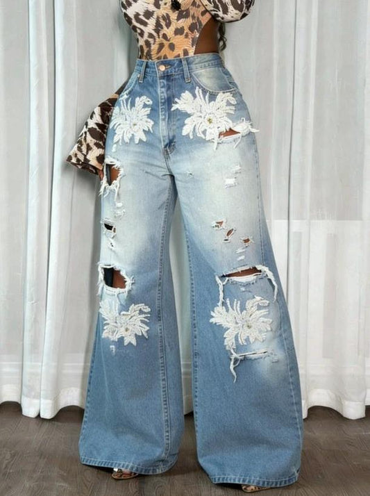 American Retro Spicy Girl Wide-leg by GJG Denim