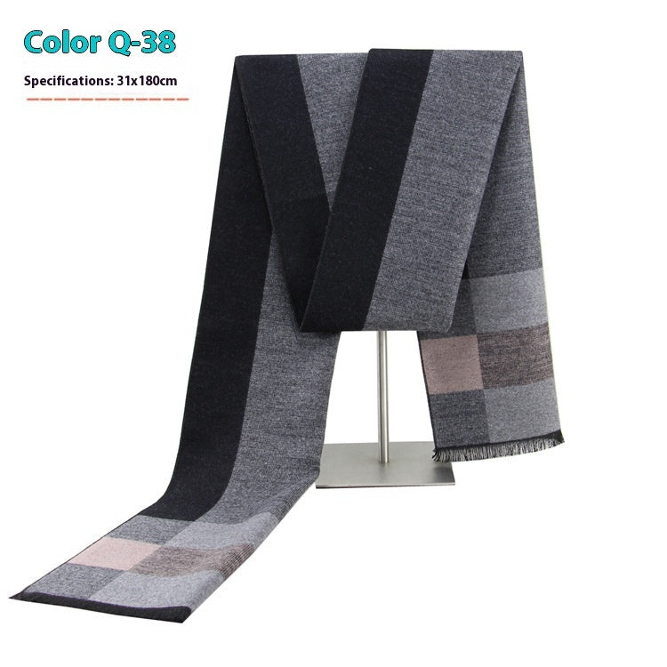 Men's Warm Cashmere-like Striped Scarf