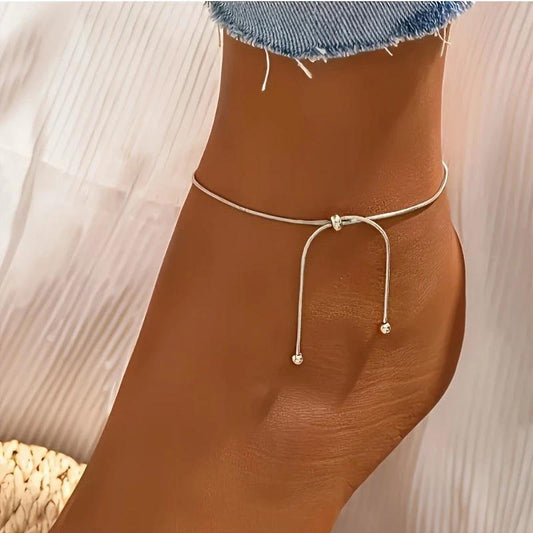 Adjustable Ball Bead Ankle Bracelet For Women by GJG Denim