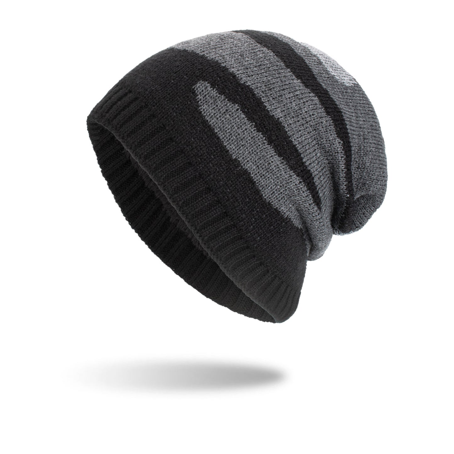 Men's Tricolor Striped Long Pullover Knit Beanie