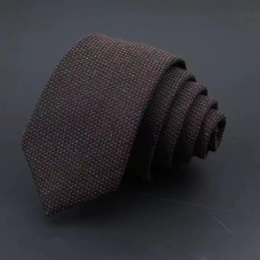 Men's Thickened Sanded Fabric Striped Solid Color Cotton Tie