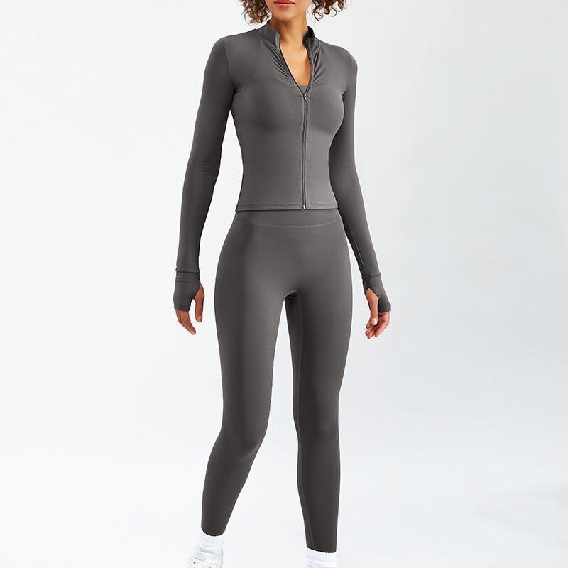 Nude Feel Yoga Long-sleeve Zipper Workout Clothes Suit