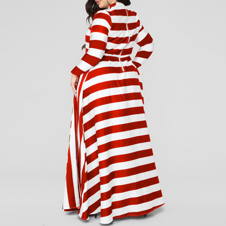 Loose Women''s Dress Plus Size Striped Woman's Dress