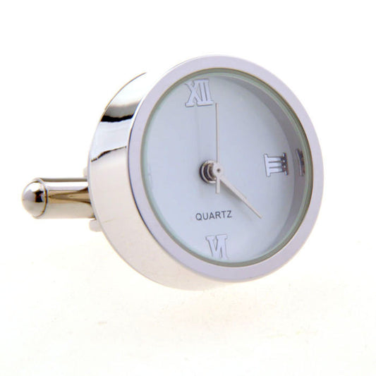 Stainless Steel Quartz Clock Cuff Links