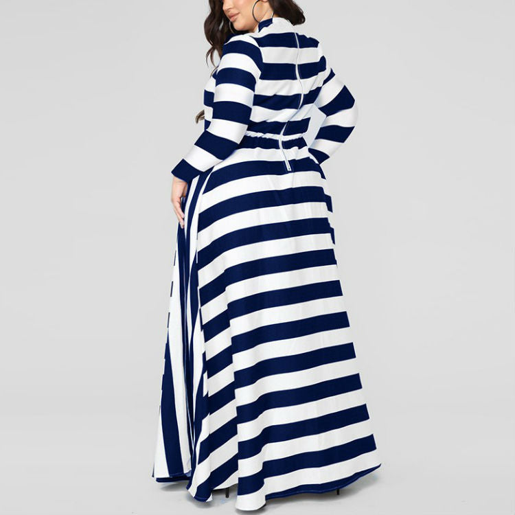 Loose Women''s Dress Plus Size Striped Woman's Dress