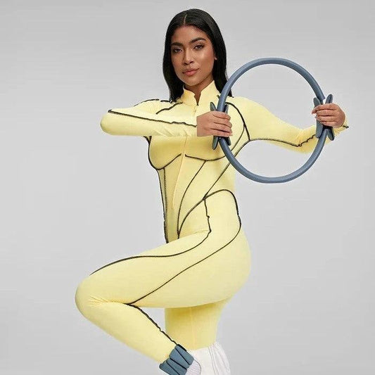 Sports Fitness Split Design One-piece Yoga Clothes With Chest Pad Breathable by GJG Denim