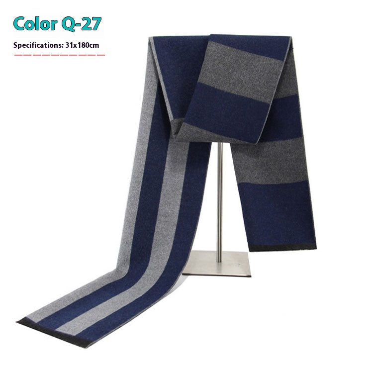 Men's Warm Cashmere-like Striped Scarf